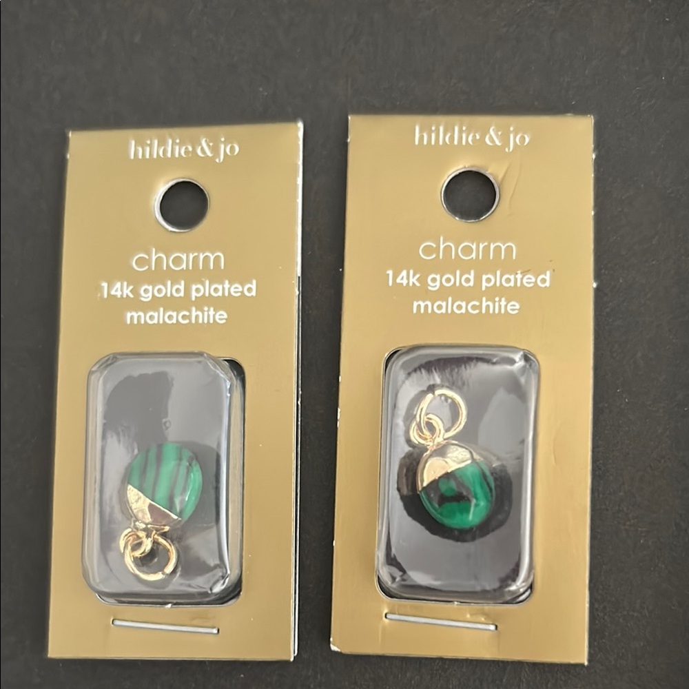 Malachite 14k Gold Plated Charm NWT